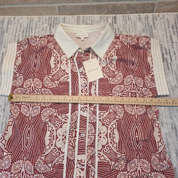 Entro Abstracte Ethnice Ruffle Hem Mini Dress Women’s Sz Large New - Picture 7 of 8